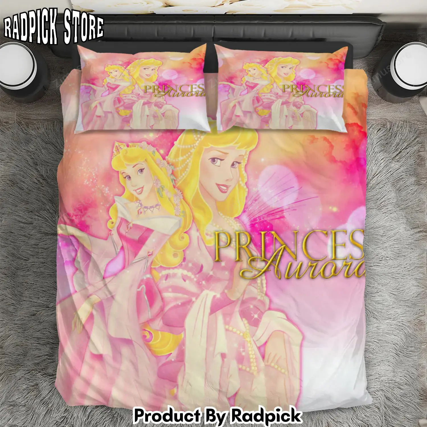 Radpick sleeping beauty aurora disney princess 45 3pcs 3pcs bedding set duvet cover and pillow cases gift for fan rp3272257